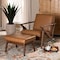 Baxton Studio Bianca Mid-Century Modern Wood and Tan Faux Leather 2-Piece Lounge chair and Ottoman Set 190-11392-11484-ZORO - alternate 1